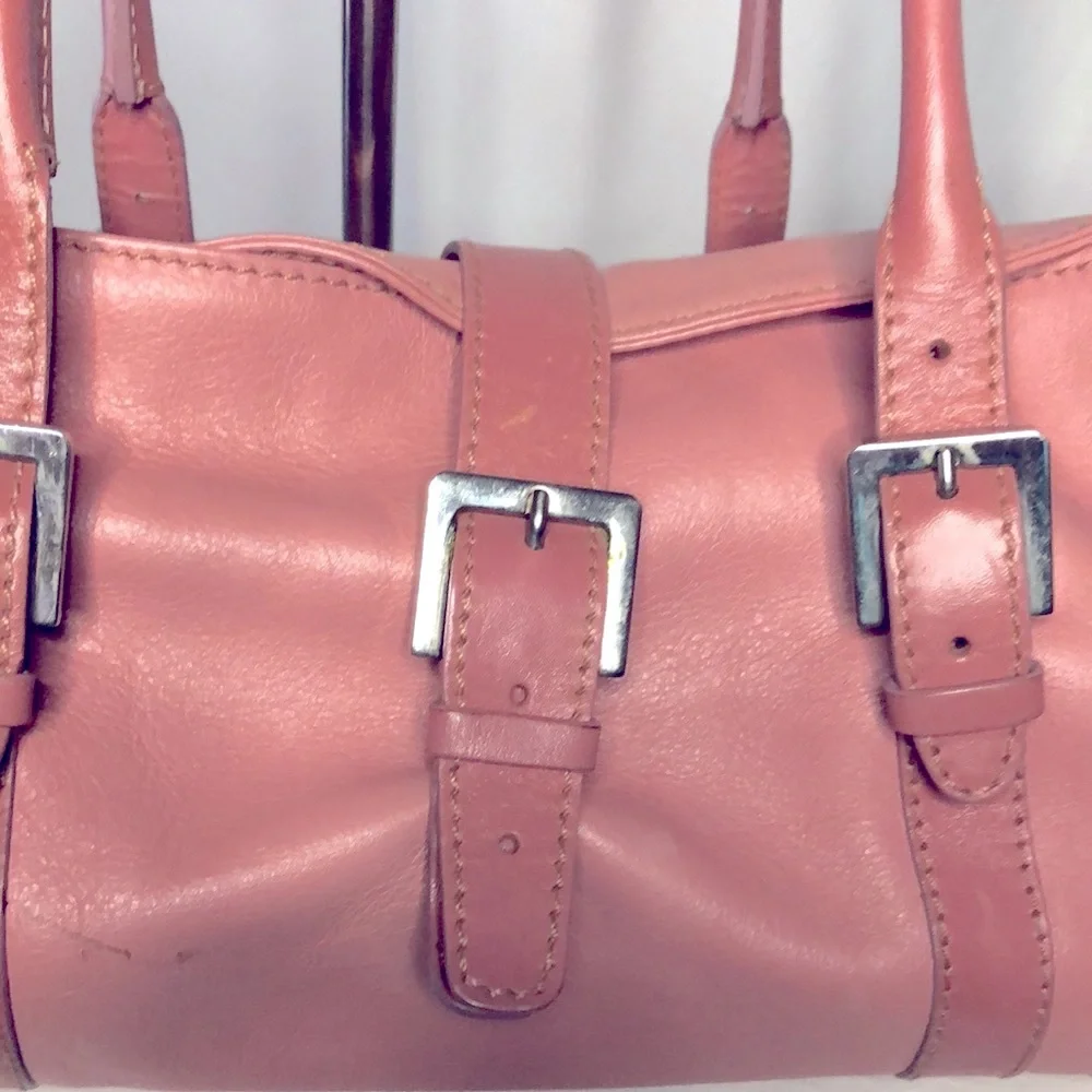 Women's Pink Leather Satchel Shoulder Bag